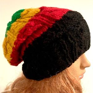 Handmade woolen knit winter beanie Rasta hat Jamaican hat Rastafarian winter hat
